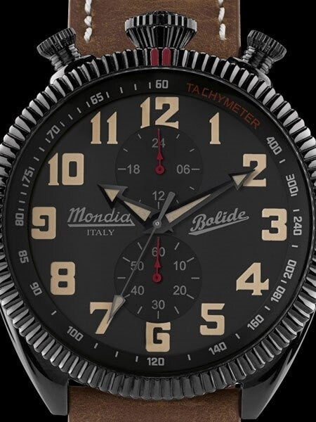 Mondia Vintage-Style Quartz Chronograph Watch, 24-Hour Sub-Dial #MI782BK-01BK-CP