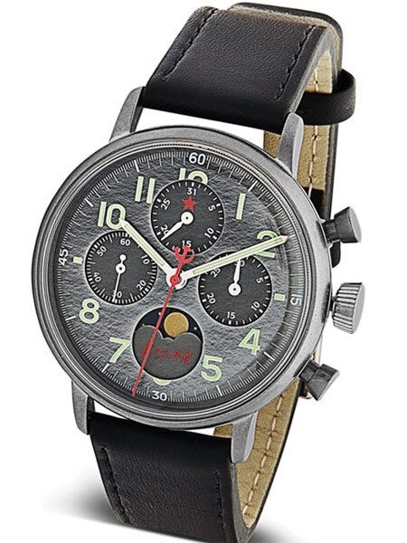 Red Star Hand Wind Mechanical Chronograph with Moonphase #7756G-A