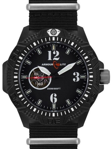 Armourlite Automatic Watch with Tritium Illumination, 47mm Polycarbonate Case and Military Strap #AL1203