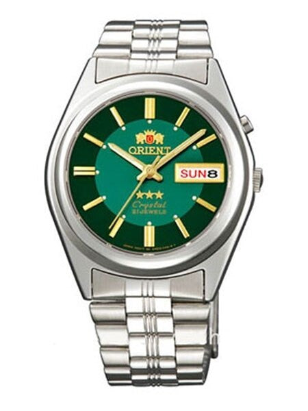 Orient Automatic Watch with Green Dial, Day-Date and SS Bracelet #EM6Q00DF