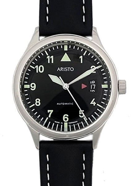 Aristo 4H354 Black Dial Swiss Automatic Open Date Window Watch