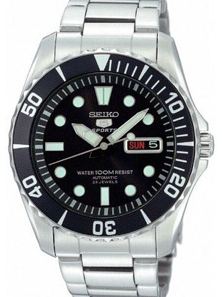 Scratch and Dent - Seiko 42mm Sports 5, 23-Jewel Automatic Watch with Day and Date Window #SNZF17K1