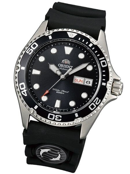 Orient Ray II Black Dial Automatic Dive Watch with Rubber Dive Strap  #AA02007B