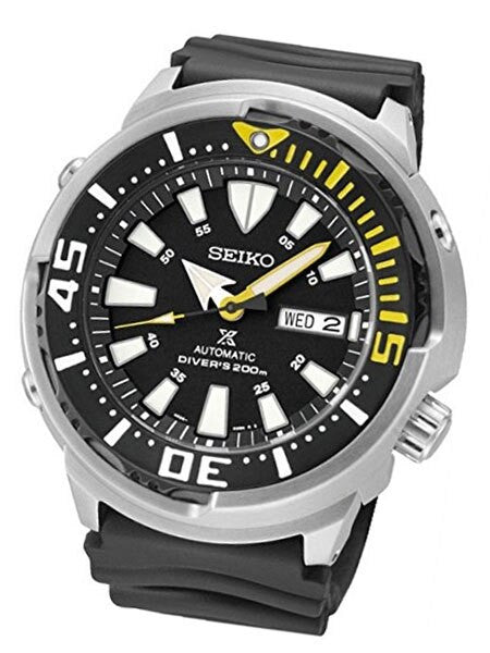 Seiko Prospex 24-Jewel Automatic Black Dial Dive Watch with Case Shroud #SRP639