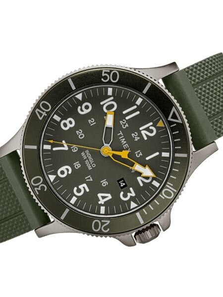 Timex 43mm Allied Coastline Quartz Watch with Green Dial and INDIGLO Night-Light #TW2R60800VQ