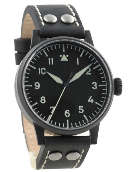 Laco Damme Black PVD Quartz Pilot Watch with Sapphire Crystal #861792