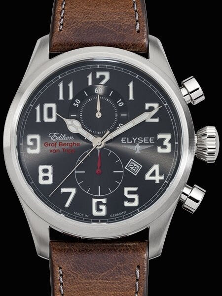 Elysee 46mm Kerpen Quartz Chronograph Watch with 60-minute Stopwatch and Sapphire Crystal #38008
