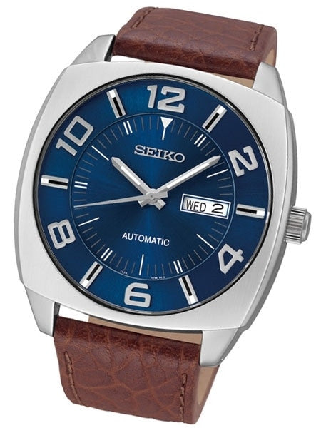Seiko Recraft Series Automatic Watch with 43.5mm Stainless Steel Case, Brown Leather Strap #SNKN37