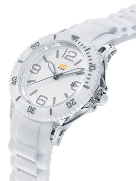 40Nine Clear Plastic 41.5mm Case with White Silicone Rubber Strap #40NINE03-ALLWHITE