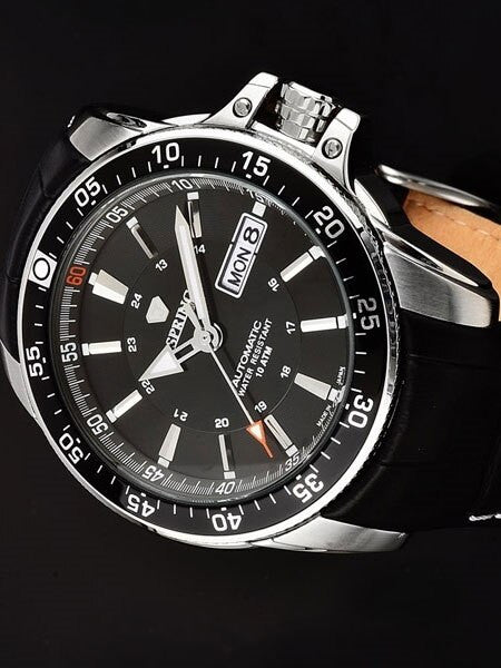 J. Springs Automatic 21-Jewel Sport Watch with Day and Date, Black Dial #BEB097