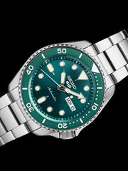 Seiko 5 Sports 24-Jewel Automatic Watch with Green Dial and SS Bracelet #SRPD61