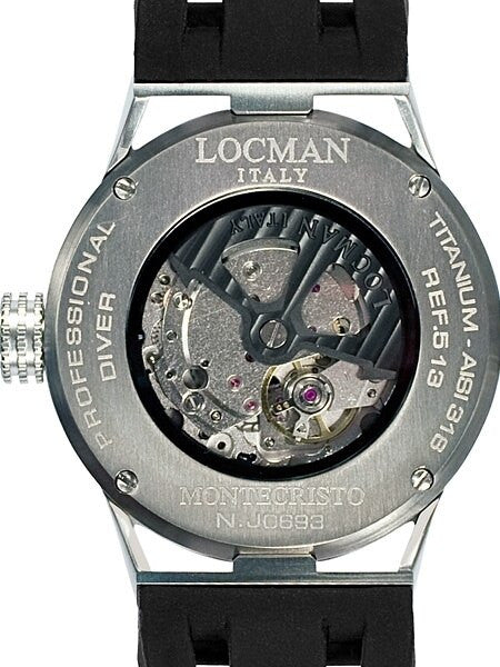 Locman Montecristo 200 Meter Automatic Dive Watch with 44mm Stainless Steel and Titanium Case #513BKRDBK