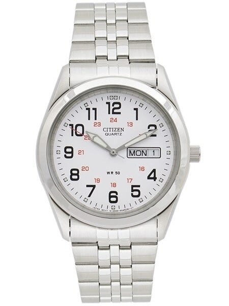 Citizen Railroad White Dial Quartz Watch with Stainless Steel Bracelet #BK3790-70A