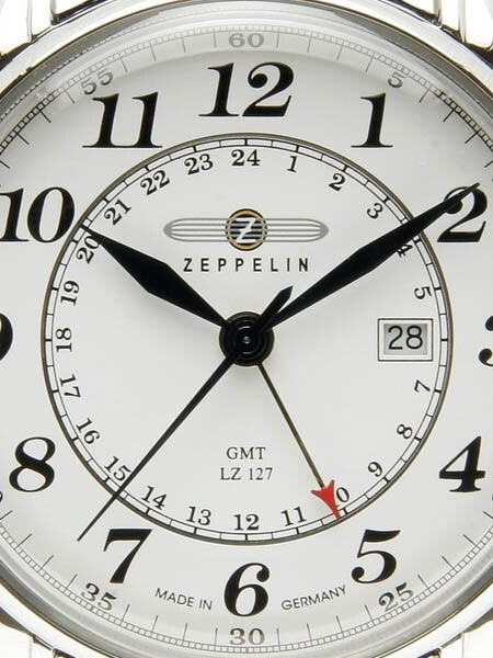 Graf Zeppelin Dual Time, GMT Watch with Red Tipped 24-hr Hand. #7642-1