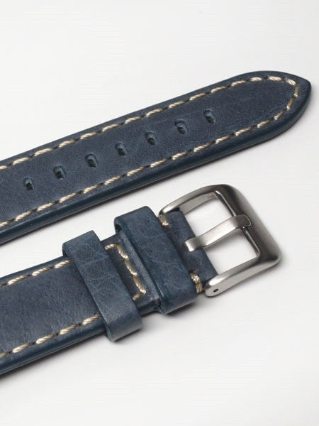Panerai-Style Blue Leather Strap with Contrasting Stitching #LBV-98241