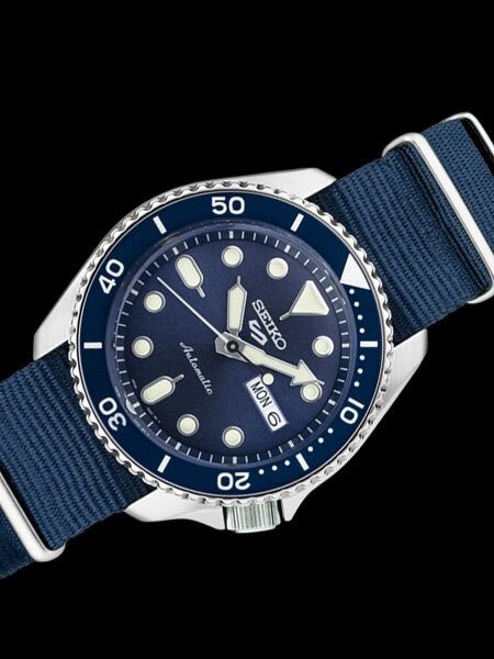 Seiko 5 Sports 24-Jewel Automatic Watch with Blue Dial and Nylon Strap #SRPD87