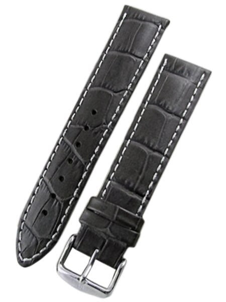 Hirsch Modena Black Alligator Embossed Leather Watch Strap #103028-50