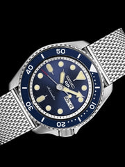 Seiko 5 Sports 24-Jewel Automatic Watch with Blue Dial and Mesh Bracelet #SRPD71