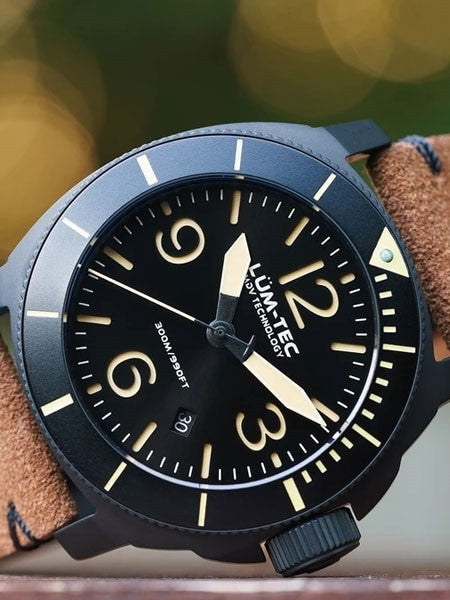 Lum-Tec 44mm Swiss Quartz PVD Dive Watch with AR Sapphire Crystal, Luminous Bezel #M87