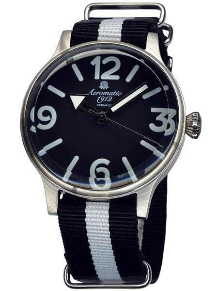 Aeromatic 1912 Retro Styled Quartz Watch with Military-Style Nylon Strap #A1365SW