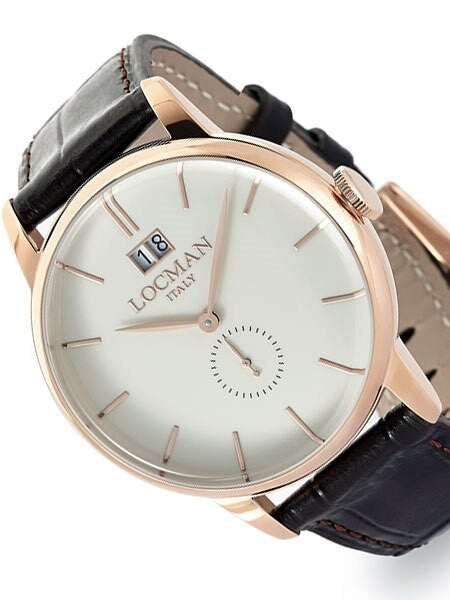Locman 1960's Collection Big Date Quartz Dress Watch with 41mm Case #0252V10-RGAVRGPT