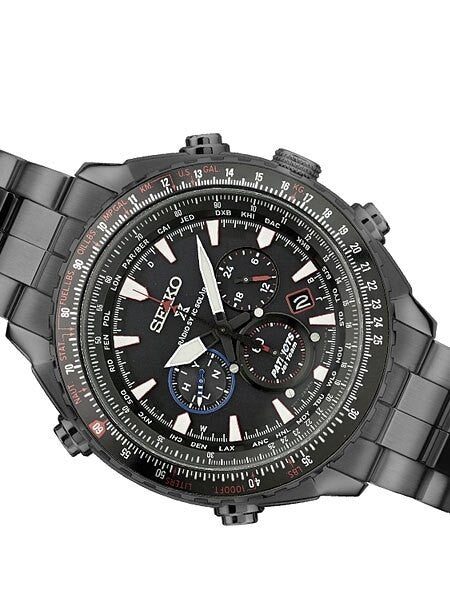 Seiko Prospex Radio Sync, Solar Powered, Chronograph, World Time Watch with Black Ion Case #SSG007