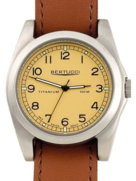 Bertucci A-3T Vintage 42 Titanium Watch with Honey Brown Leather Strap #13307