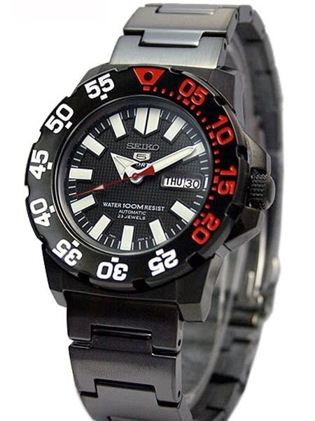 Seiko 5 Sports Automatic Black PVD Dive Watch with PVD Bracelet #SNZF53K1