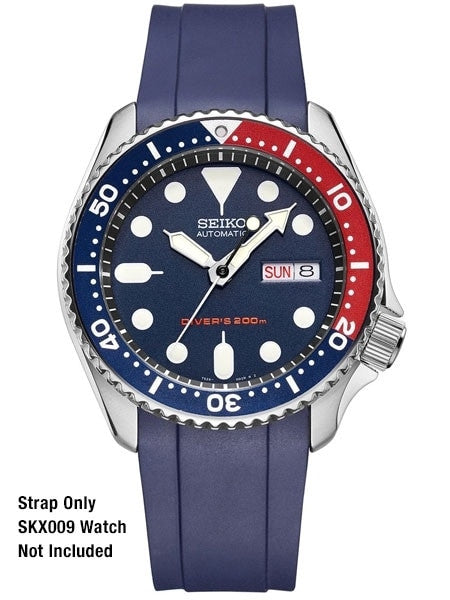 Crafter Blue 22mm Vulcanized Rubber Watch Strap for SEIKO SKX007-009-011 Curved End #CB10-B