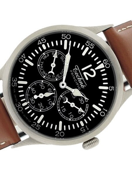 Techne 38mm Merlin Quartz Aviator Watch with Day and Date Sub-Dials and Small Seconds #280.053