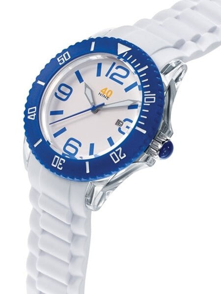 40Nine Clear Plastic 46mm Case with White Silicone Rubber Strap #40NINE02-BLUE3