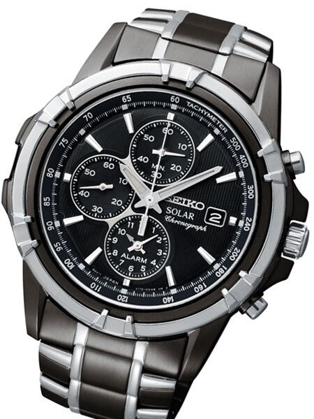 Seiko Essentials Solar IP Chronograph and Alarm with Black Dial #SSC143
