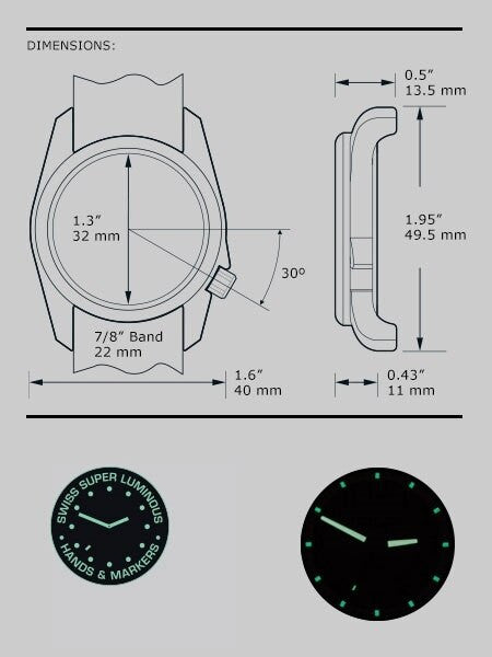 Bertucci Ventara Stainless Steel Field Watch with a DX3 Nylon Strap #11058