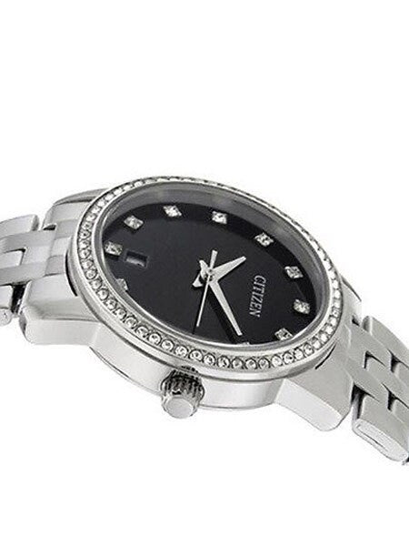 Citizen Ladies Dress Watch with Swarovski Crystals, Radiant Black Dial #EU6030-56E