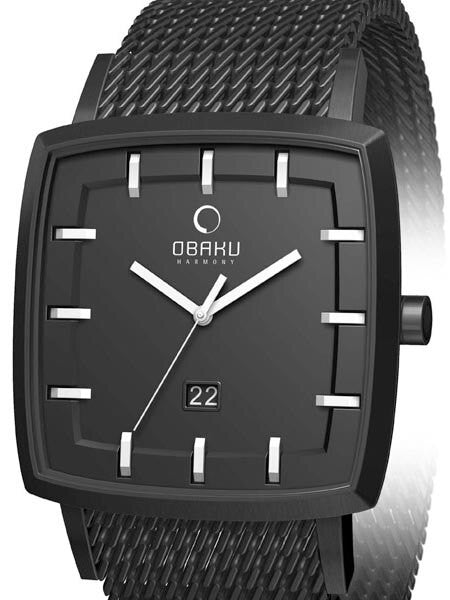 Obaku Harmony 40mm Wide Quartz Watch with Black Mesh Bracelet #V134GBBMB