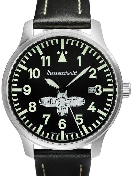 Messerschmitt Fliegeruhr Watch with Leather Strap #ME-Boxer3