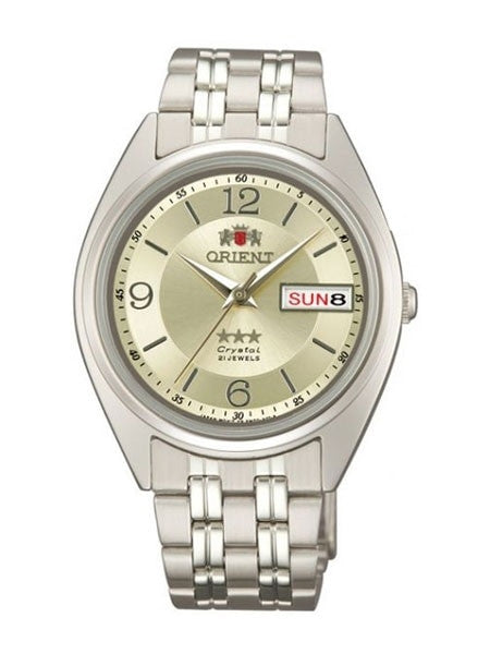 Orient Automatic Watch with Champagne Dial, Day-Date and SS Bracelet #AB0000EC