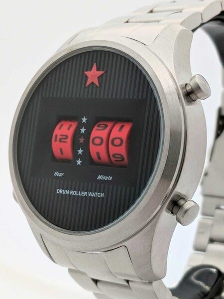 Red Star Quartz Drum Roller Watch with 44mm Case #8395G-B