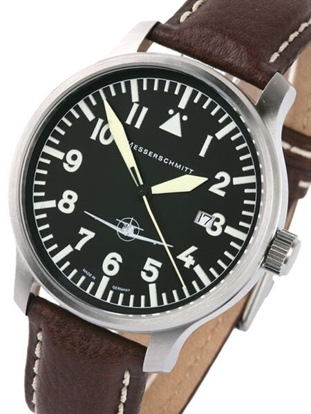 Messerschmitt Fliegeruhr Watch with Aviator Leather Strap #ME108-42B