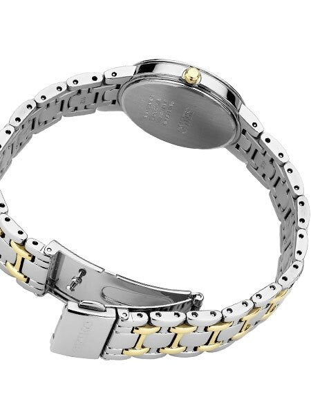 Seiko Ladies Solar Dress Watch with Swarovski Crystals, Mother of Pearl Dial #SUP360