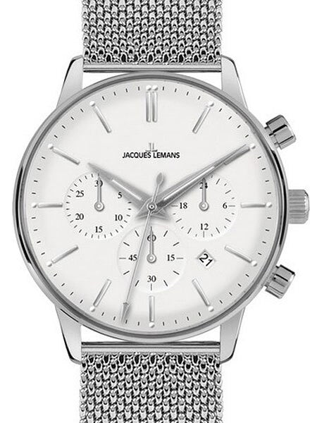 Jacques Lemans Nostalgie Chronograph with 24 Hour Sub-Dial and Mesh Bracelet #N-209C