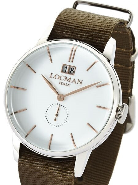 Locman 1960's Collection Big Date Quartz Dress Watch with 41mm Case #0252V08-00WHRGNG