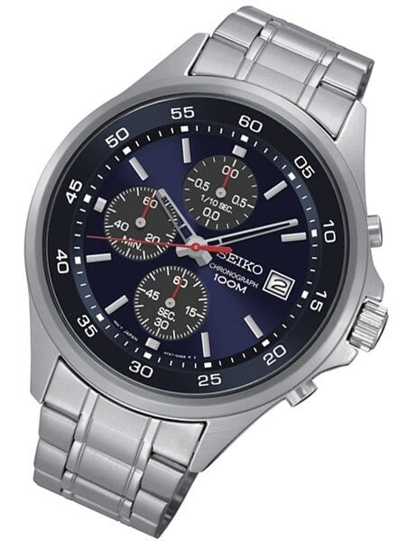 Seiko Blue Dial Chronograph with Sixty-Minute Stopwatch #SKS475
