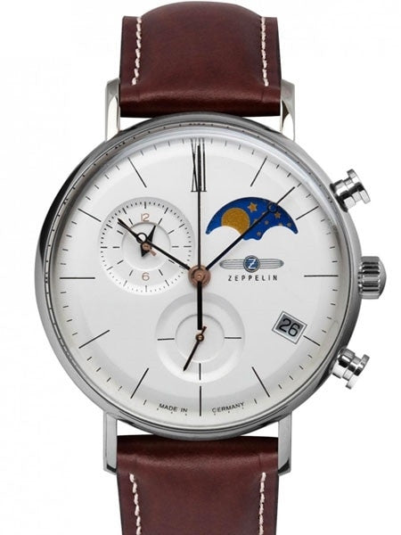 Zeppelin LZ120 Rome Quartz Chronograph, 41mm Case, Day, Moonphase #7198-4