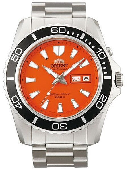 Orient Orange Dial Mako XL Automatic Dive Watch on a Bracelet