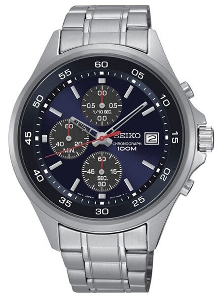 Seiko Blue Dial Chronograph with Sixty-Minute Stopwatch #SKS475
