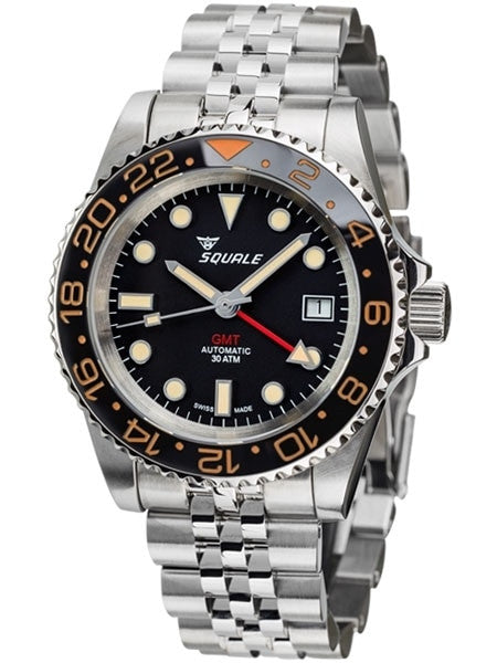 Squale 300 meter Swiss Automatic GMT watch with Ceramic Bezel, AR Sapphire Crystal #1545GM-CER-VIN