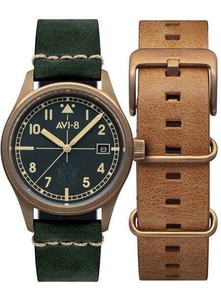 AVI-8 Flyboy Eagle Squadron Bronze Pilot Watch with an Automatic Movement, AR Sapphire Crystal  #AV-4071-03