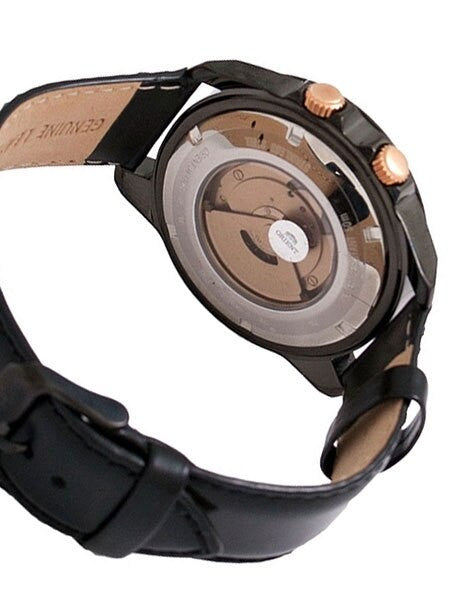 Orient Apex 21-Jewel Automatic Sport Watch with 24-Hour Sub-Dial, Black PVD Case #ET0Q002B