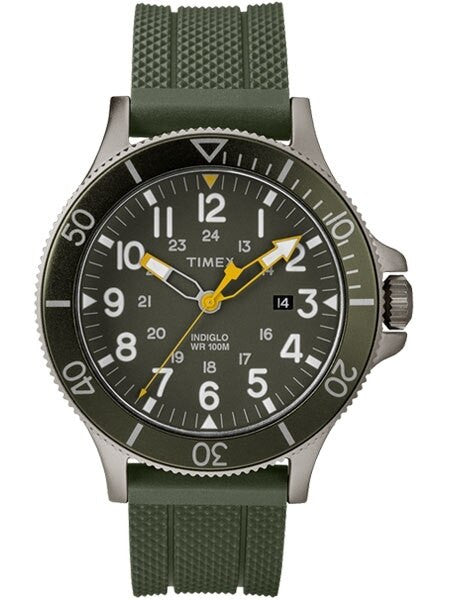 Timex 43mm Allied Coastline Quartz Watch with Green Dial and INDIGLO Night-Light #TW2R60800VQ